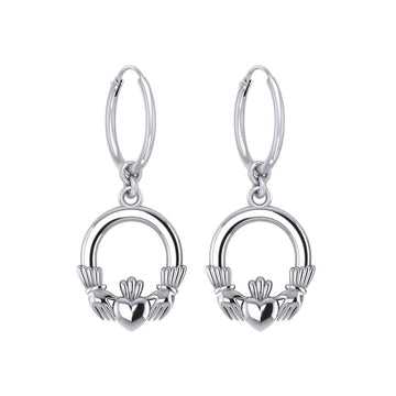 Irish Claddagh Silver Hoop Earrings TER2099 - Jewelry